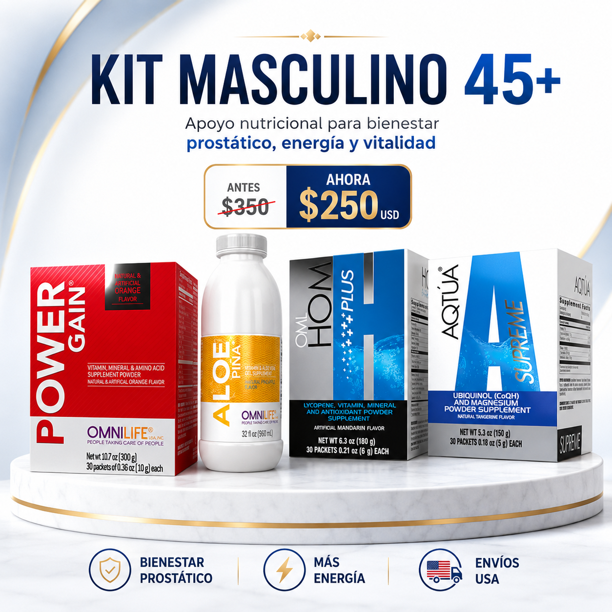 Apoyo para bienestar prostático, urinario, energía y vitalidad masculina